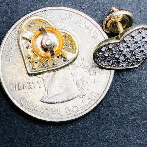 Diamond Heart-shaped Earrings with Sterling Silver - GND Designer - 2.3 Grams - Picture 6 of 12